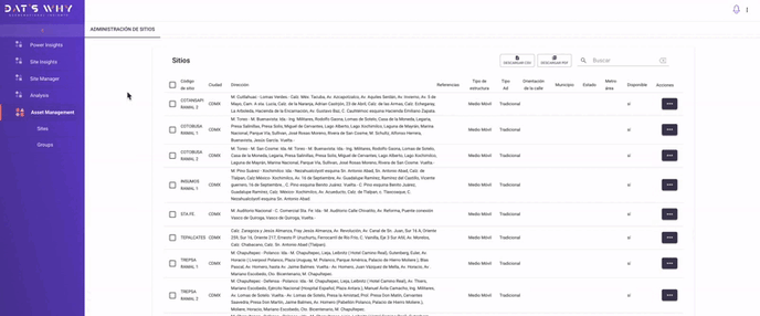 Descarga CSV rutas