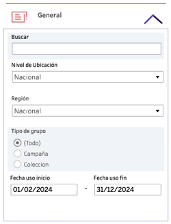 Filtros generales (Grupos)
