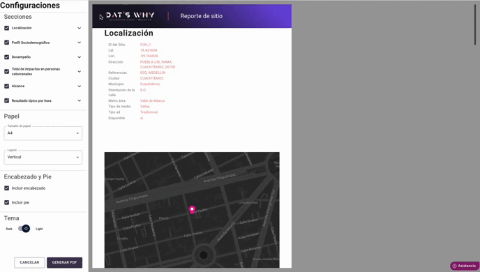 Reporte personalizable en PDF