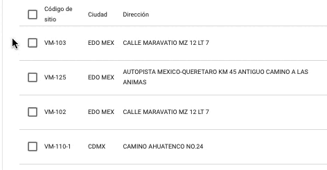 Selección de sitios a descargar