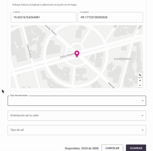 Selector de tipo de estructura