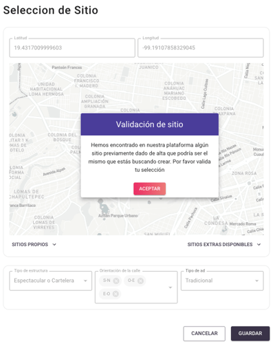 Sitios identificados en la misma ubicación